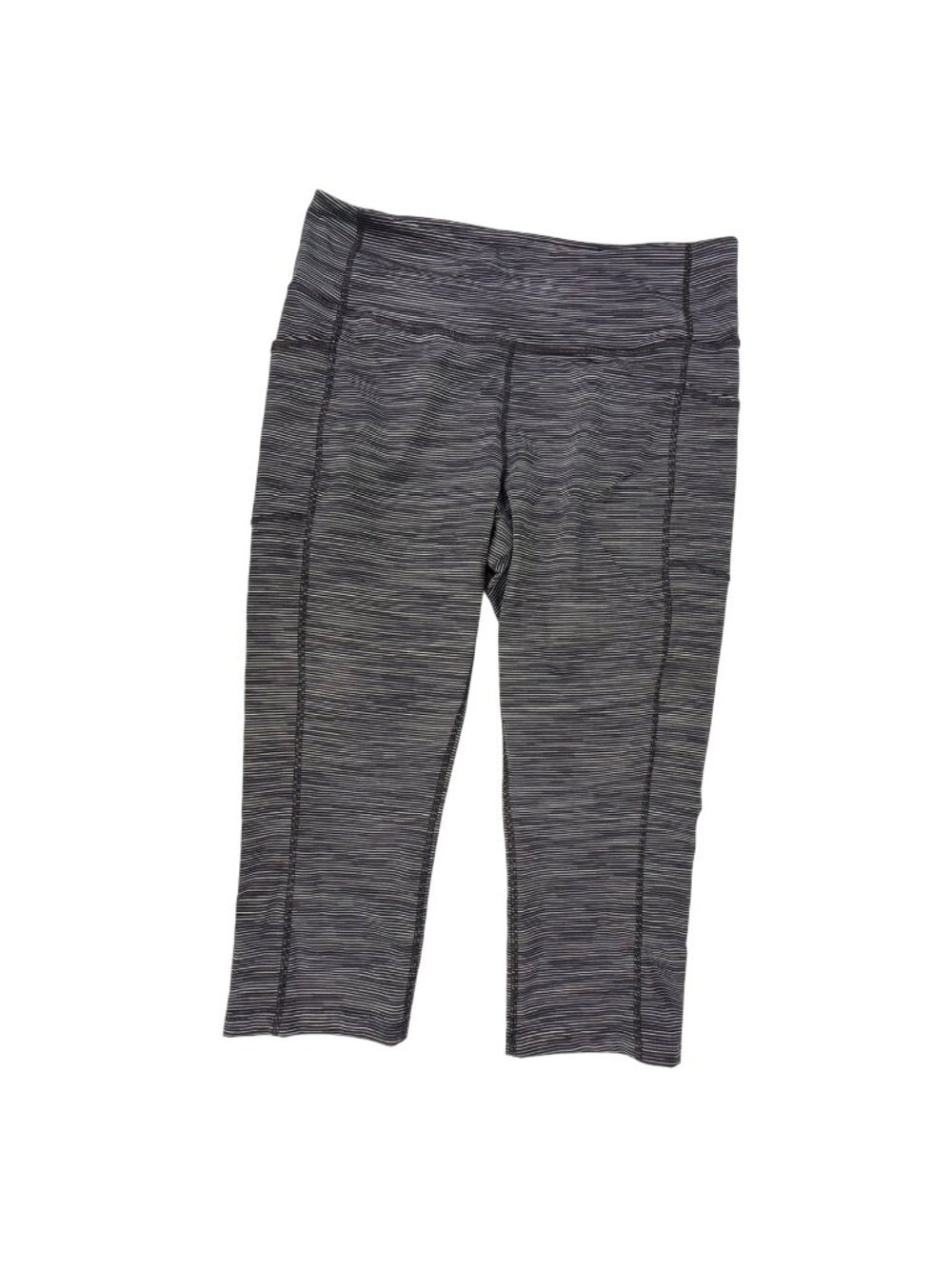 Tek Gear Workout Gear Women's Black Striped Crop Leggings Pockets Size 1X